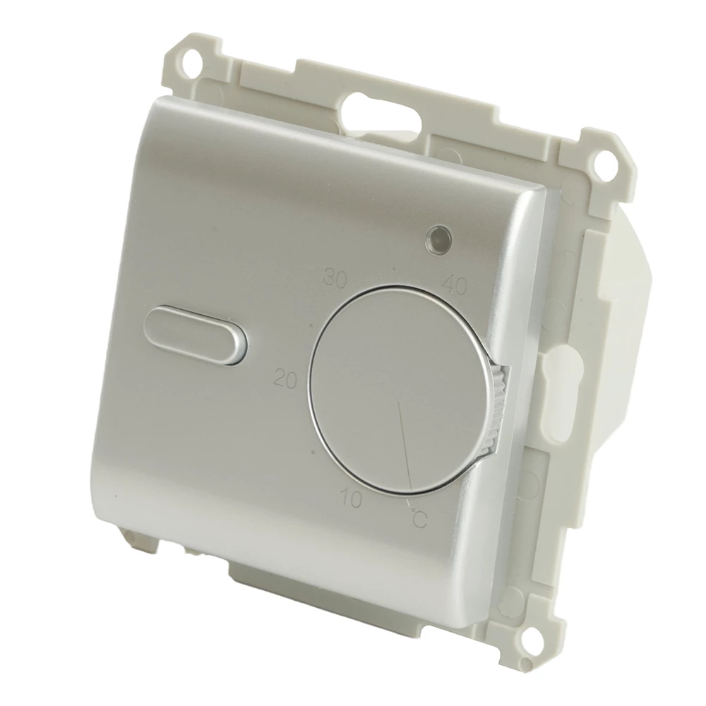 Терморегулятор механический для теплого пола (механизм), STEKKER GLS00-7117-03, 250В, 3500Вт, серия Катрин, серебро (49742) - Viokon.com