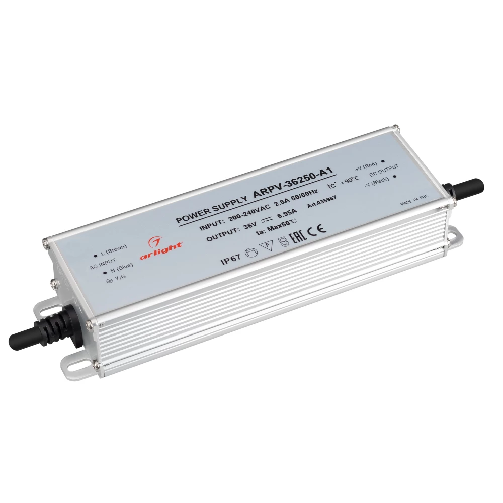Блок питания ARPV-36250-A1 (36V, 6.95A, 250W) (Arlight, IP67 Металл, 3 года) 035967 - Viokon.com
