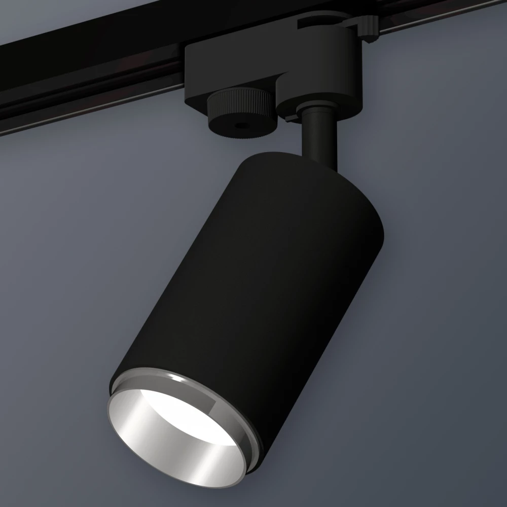 Комплект трекового однофазного светильника XT6323042 SBK/PSL черный песок/серебро полированное MR16 GU5.3 (A2521, C6323, N6122) - Viokon.com