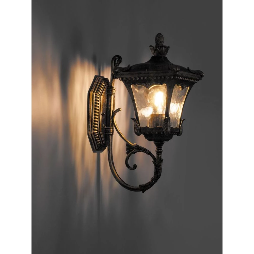 Светильник садово-парковый Feron 6003QS четырехгранный на стену вверх 100W E27 230V, черное золото (11251) - Viokon.com