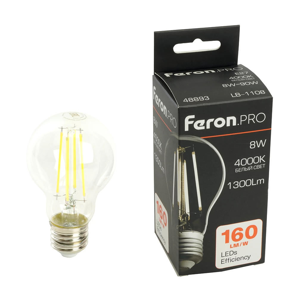 Лампа светодиодная Feron.PRO LB-1108 Шар E27 1300LM 8W 175-265V 4000K (48893) - Viokon.com