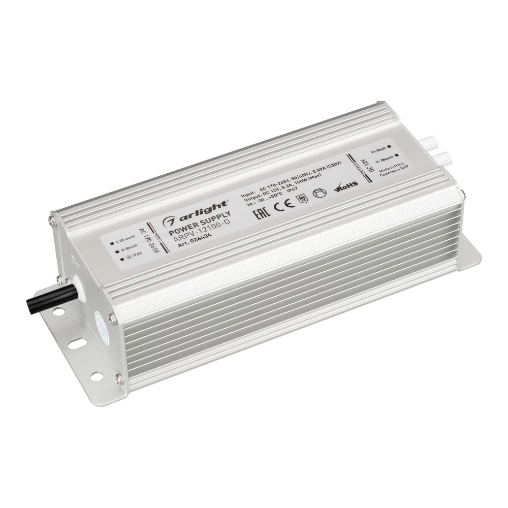 Блок питания ARPV-12100-D (12V, 8.3A, 100W) (Arlight, IP67 Металл, 3 года) 026434 - Viokon.com