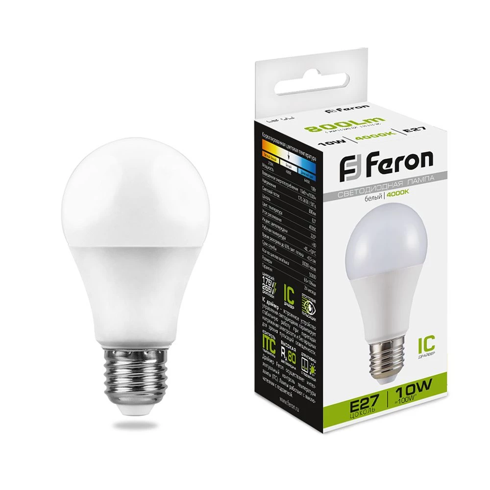 Лампа светодиодная Feron LB-92 Шар E27 10W 175-265V 4000K (25458) - Viokon.com