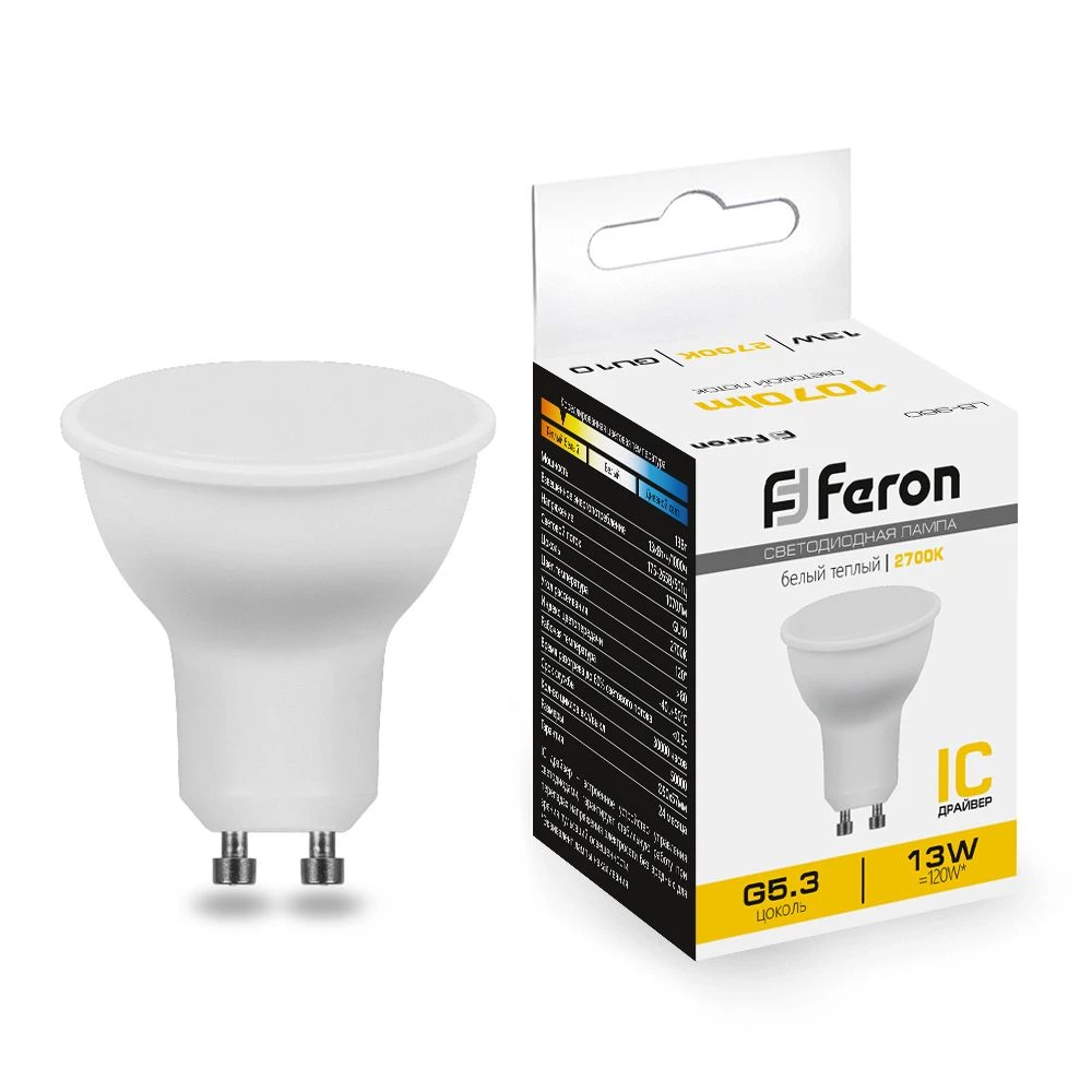 Лампа светодиодная Feron LB-960 MR16 GU10 13W 175-265V 2700K (38191) - Viokon.com