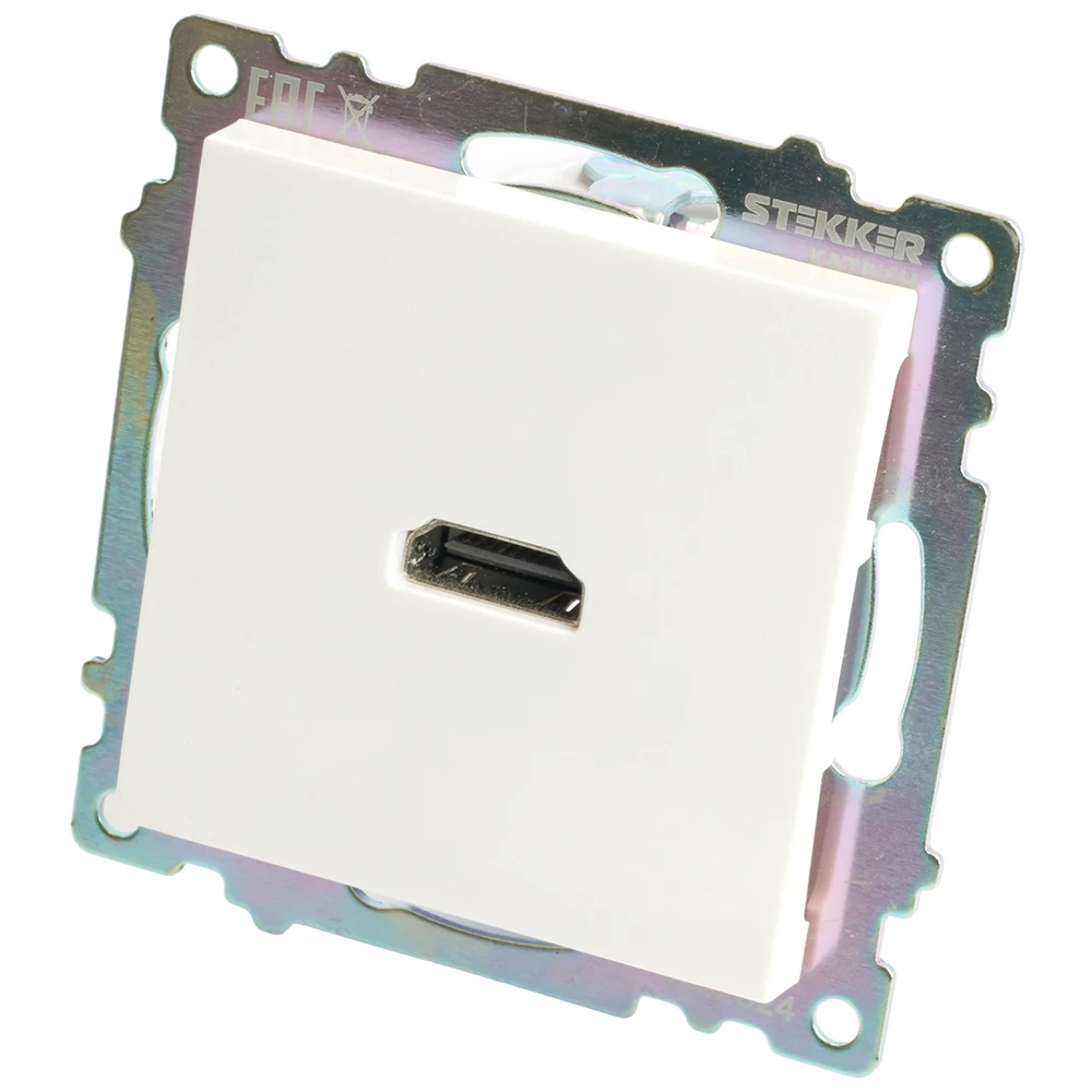 Розетка HDMI 2.1, Type A  (механизм), STEKKER GLS00-7118-01, серия Катрин, белый (50058) - Viokon.com