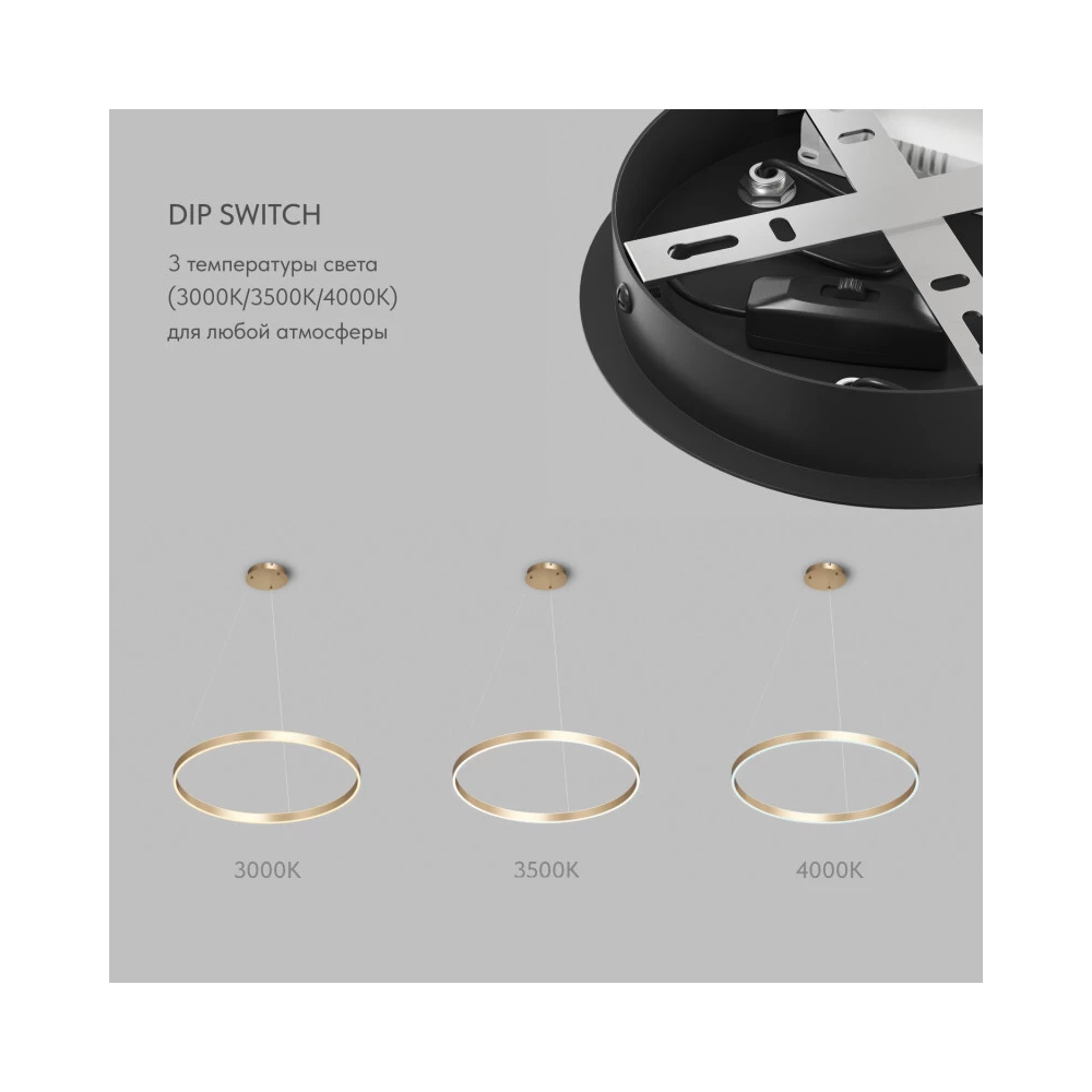 Светильник подвесной RAYDIA 60 Вт 30004000К 8001500 мм металлакрил матовое золото свет вверхвниз - Viokon.com