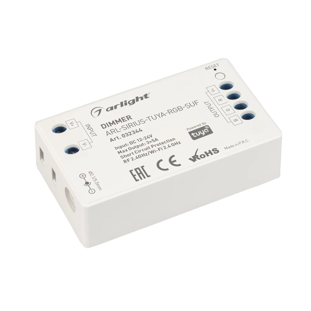 Диммер ARL-SIRIUS-TUYA-RGB-SUF (12-24V, 3x5A, 2.4G) (Arlight, IP20 Пластик, 3 года) 032344 - Viokon.com