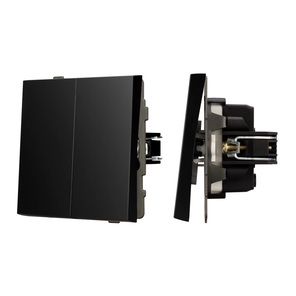 Механизм выключателя двухклавишный непроходной SWT-TENDO-MK02-PL-BK (230V, 10A) (Arlight, Черный) 054059 - Viokon.com