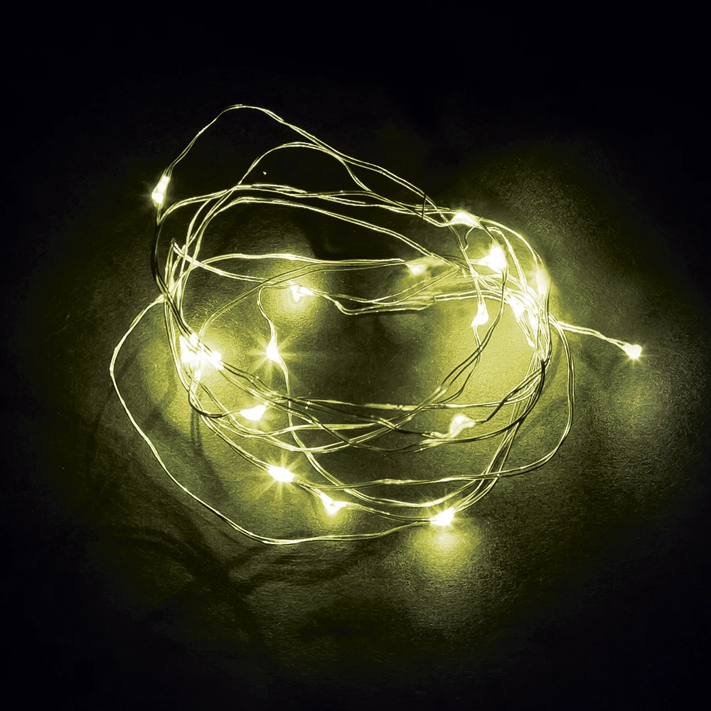 Светодиодная гирлянда Feron CL570 линейная Роса, статичная 2м + 0.5м желтый с питанием от батареек, прозрачный шнур (41634) - Viokon.com