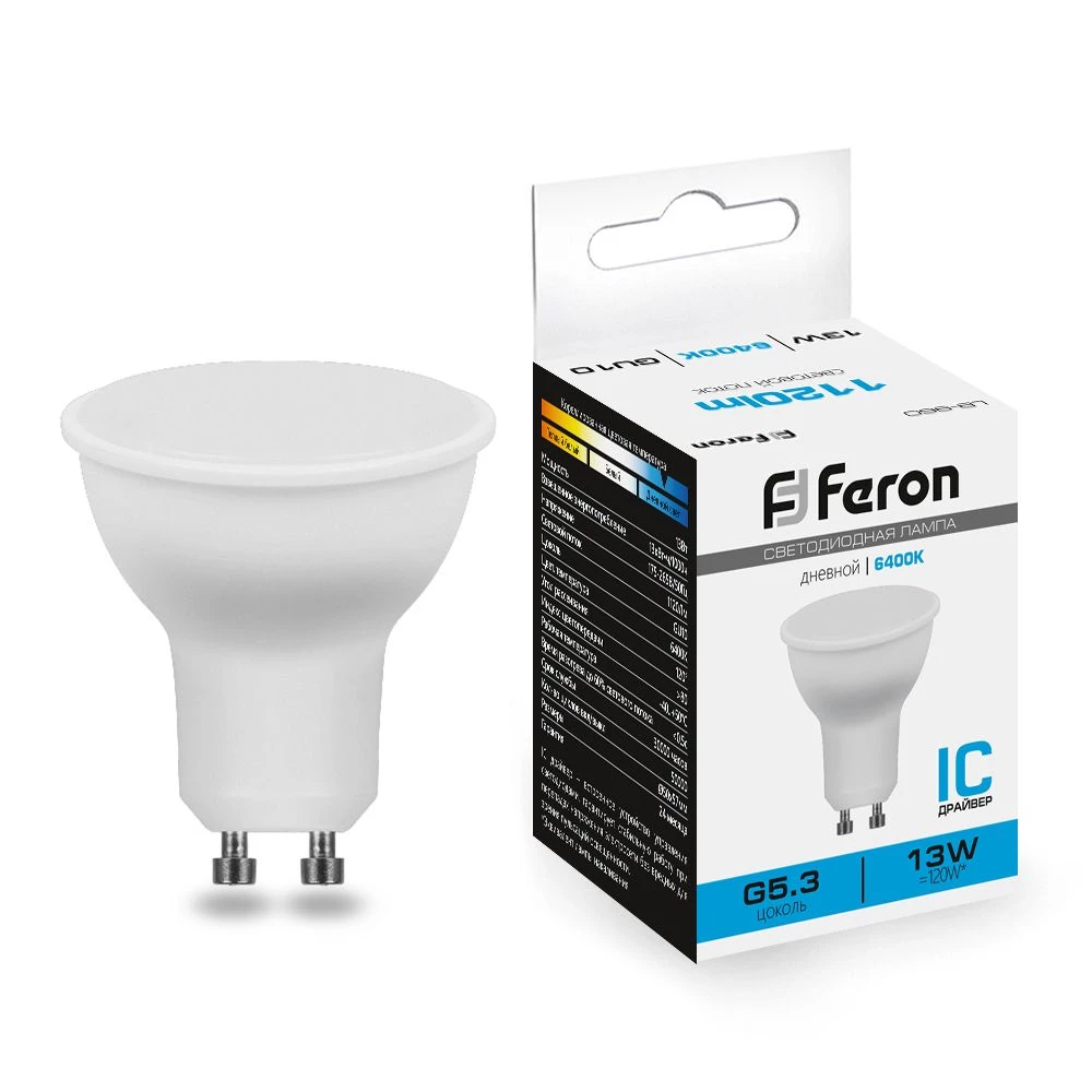 Лампа светодиодная Feron LB-960 MR16 GU10 13W 175-265V 6400K (38193) - Viokon.com
