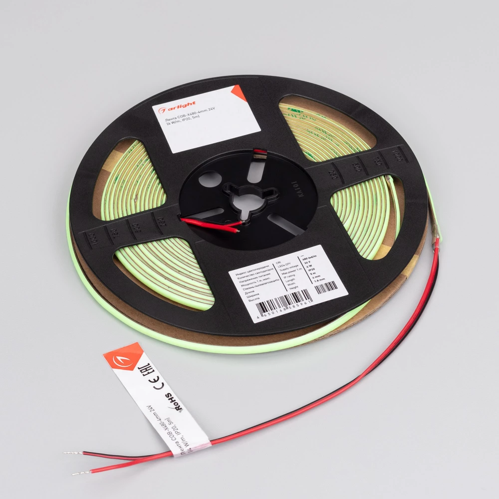 Лента COB-X480-4mm 24V Emerald (4 W/m, IP20, 5m) (Arlight, -) 046913 - Viokon.com