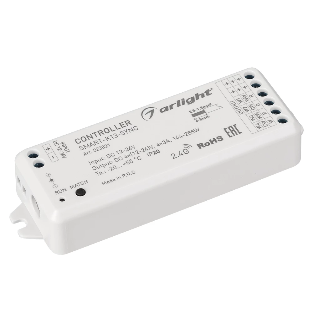 Контроллер SMART-K13-SYNC (12-24V, 4x3A, 2.4G) (Arlight, IP20 Пластик, 5 лет) 023821 - Viokon.com