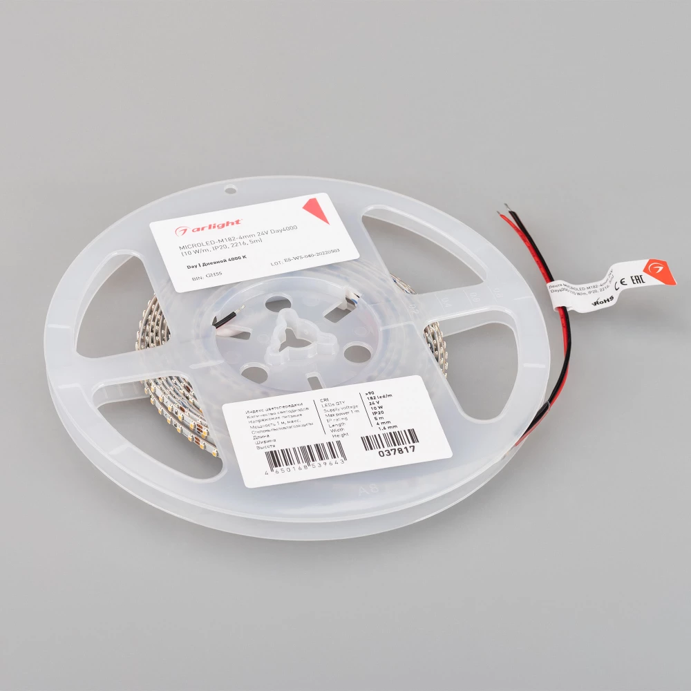 Лента MICROLED-M182-4mm 24V Day4000 (10 W/m, IP20, 2216, 5m) (Arlight, узкая) 037817 - Viokon.com