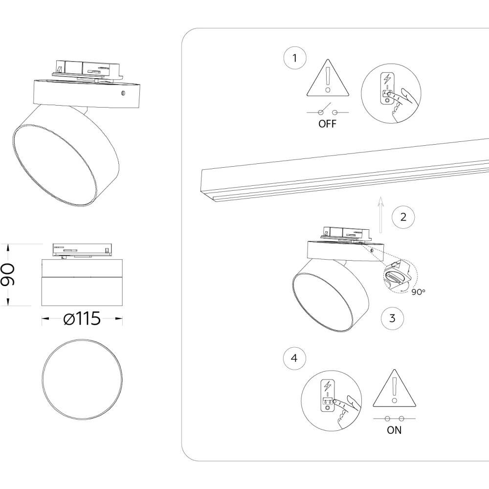 Трековый однофазный светодиодный светильник GL6877 BK черный LED 16W 3000K D115*90 - Viokon.com