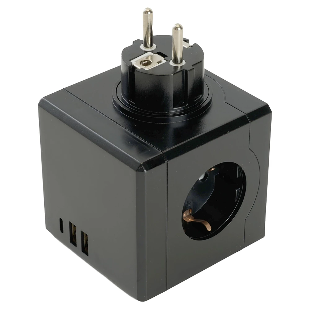 Разветвитель сетевой 3-местный с/з STEKKER ADP16-33-22, 250V, 16A, ABS пластик, черный (49658) - Viokon.com