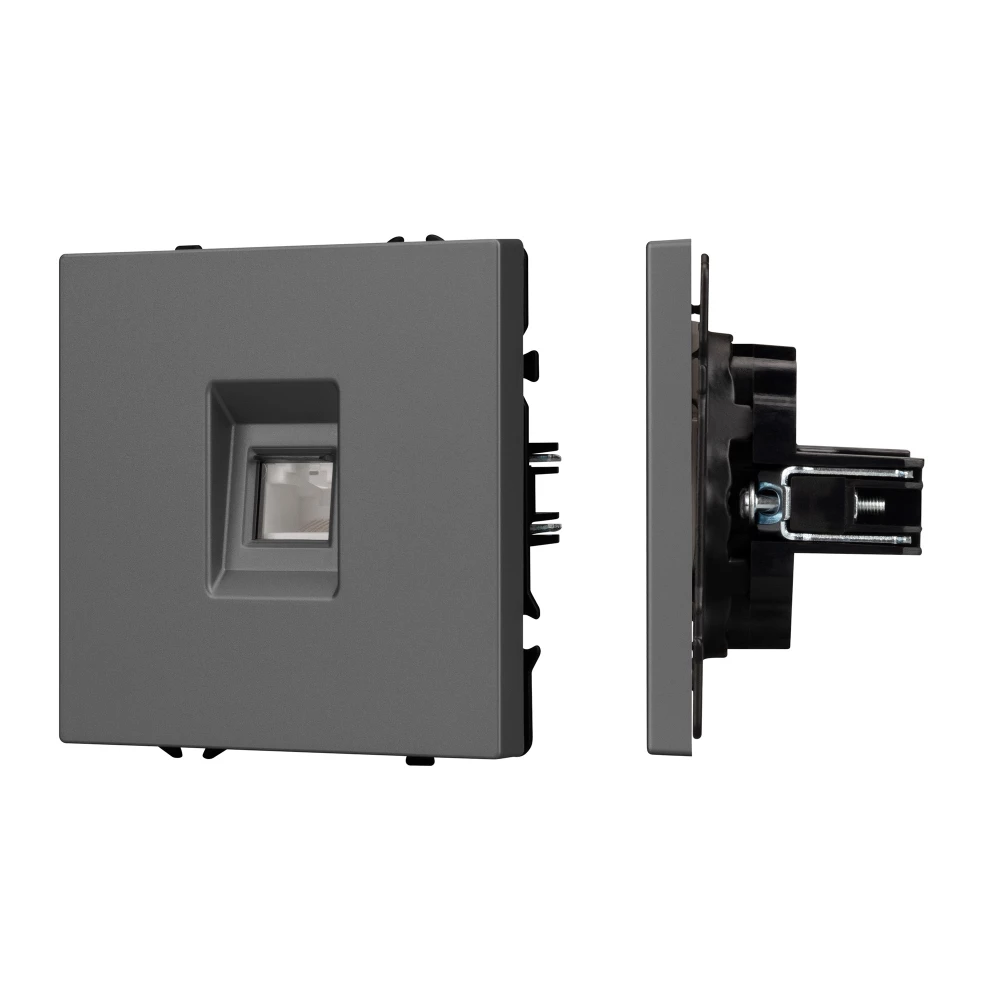 Механизм компьютерной розетки SCT-NOBE-MPC1-SFPL-GR (RJ-45, CAT6) (Arlight, Серый базальт) 054307 - Viokon.com