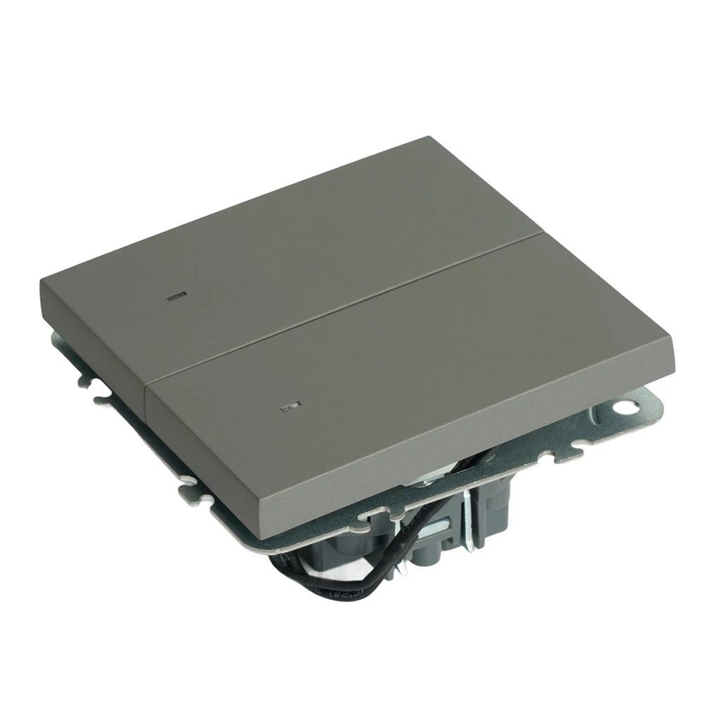 Выключатель 2-клавишный c индикатором (механизм), STEKKER, 250В, 10А, серия Эмили, RSW10-5102-10,  платиново-серый, soft touch (49942) - Viokon.com