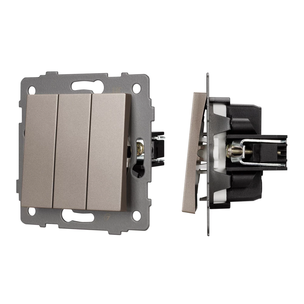 Механизм выключателя трехклавишный непроходной SWT-MK03-PL-GD-V (250V, 10A) (Arlight, -) 049899 - Viokon.com