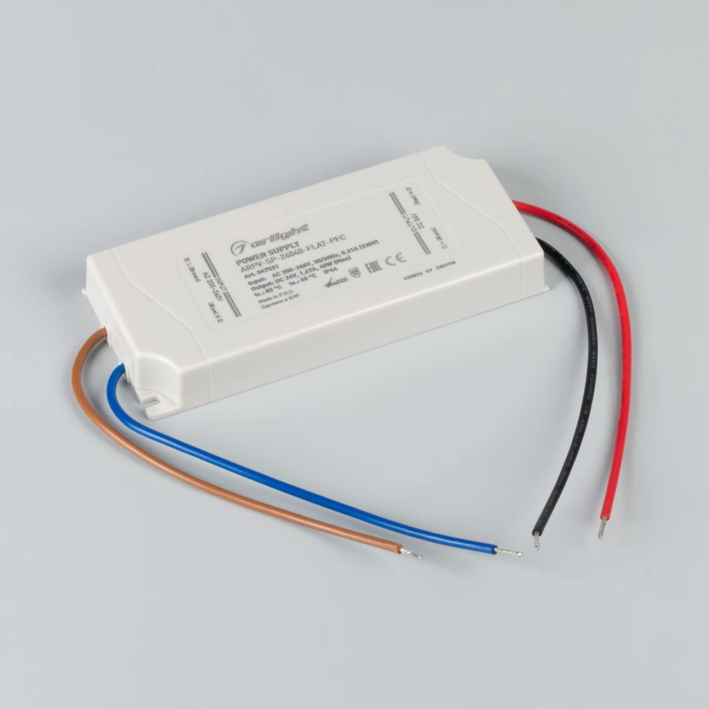 Блок питания ARPV-SP-24040-FLAT-PFC (24V, 1.67A, 40W) (Arlight, IP44 Пластик, 5 лет) 047531 - Viokon.com