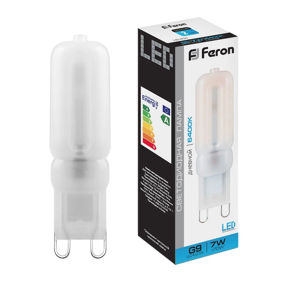 Лампа светодиодная Feron LB-431 G9 7W 230V 6400K (25757) - Viokon.com