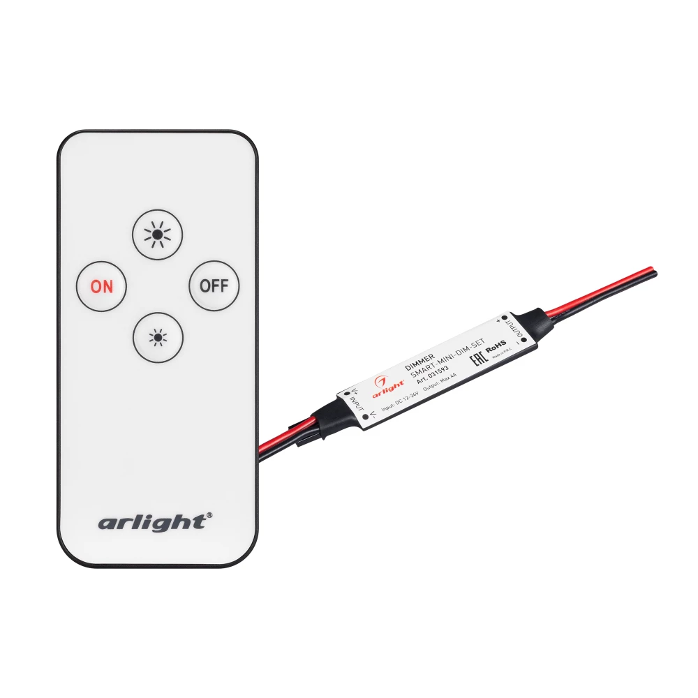 Диммер SMART-MINI-DIM-SET (12-24V, 1x4A, ПДУ 4кн, IR) (Arlight, IP20 Пластик, 5 лет) 031593 - Viokon.com