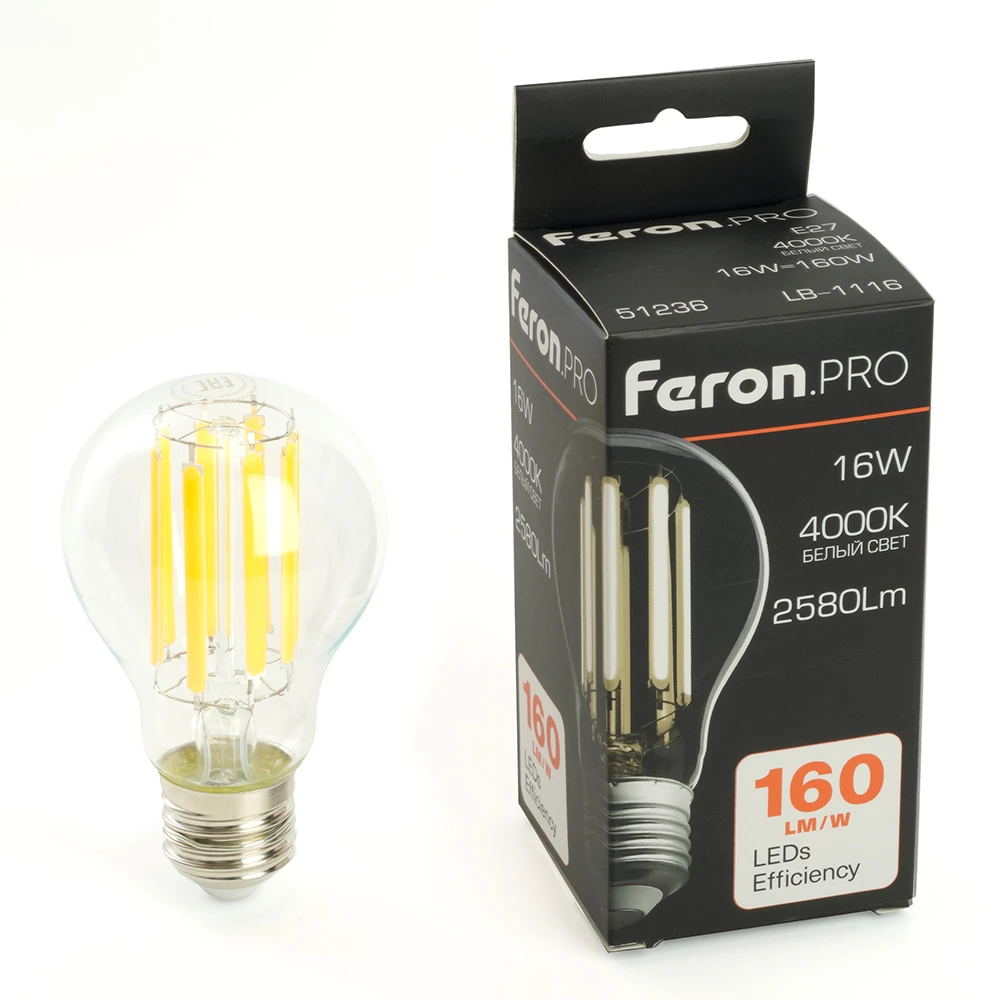 Лампа светодиодная Feron.PRO LB-1116 Шар E27 2580LM 16W 175-265V 4000K (51236) - Viokon.com
