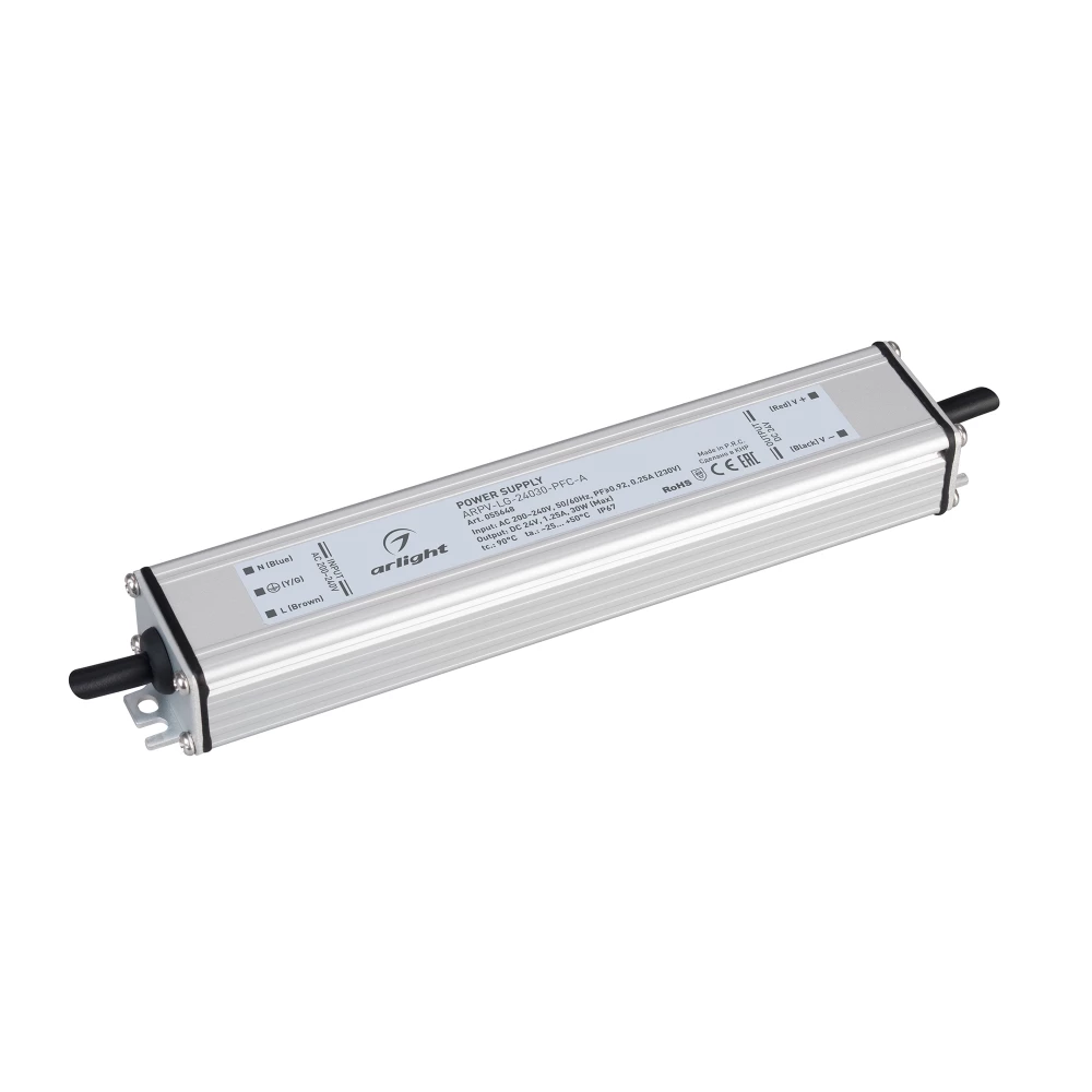 Блок питания ARPV-LG-24030-PFC-A (24V, 1.25A, 30W) (Arlight, IP67 Металл, 5 лет) 055648 - Viokon.com